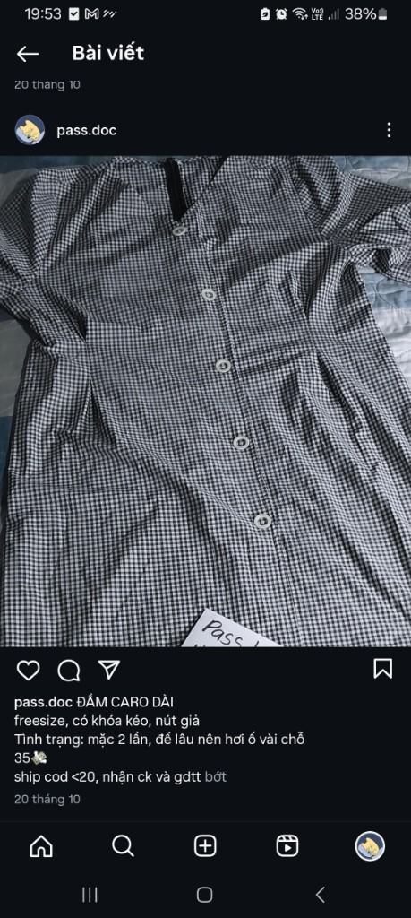 Đầm caro dáng dài freesize - Pass nhanh