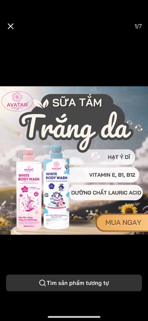 Sữa tắm trắng da Avatar White Body Wash