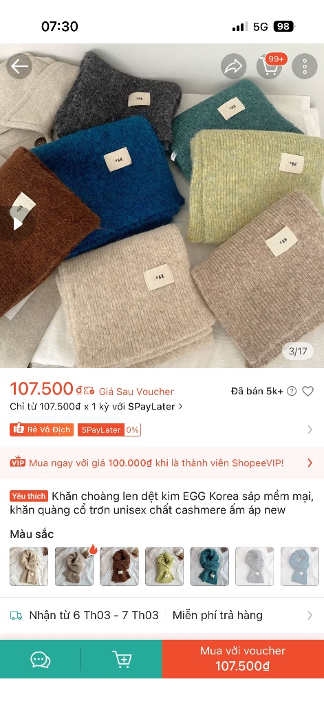 khăn choàng cổ màu nâu be ạ