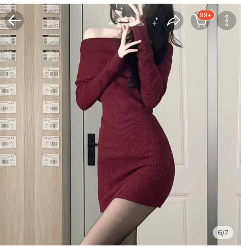 Áo len body đen sexy, thời trang mới nhưng là màu hồng có nơ trễ vai