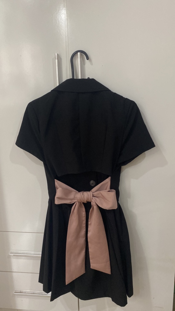 Pass Váy tiểu thư dễ thương thanh lịch nơ hồng sau lưng