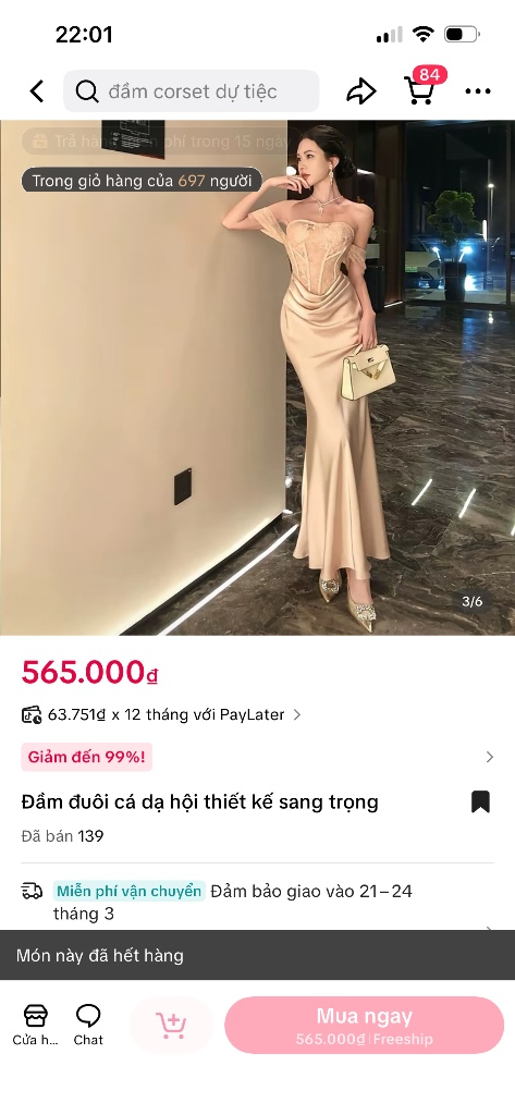 Đầm dự tiệc sang trọng, dáng ôm quyến rũ