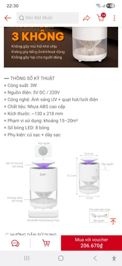 Máy hút ẩm, đèn bắt muỗi