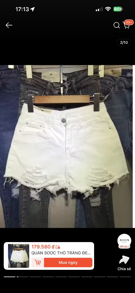 Quần Short Nữ Trắng Rách Thời Trang